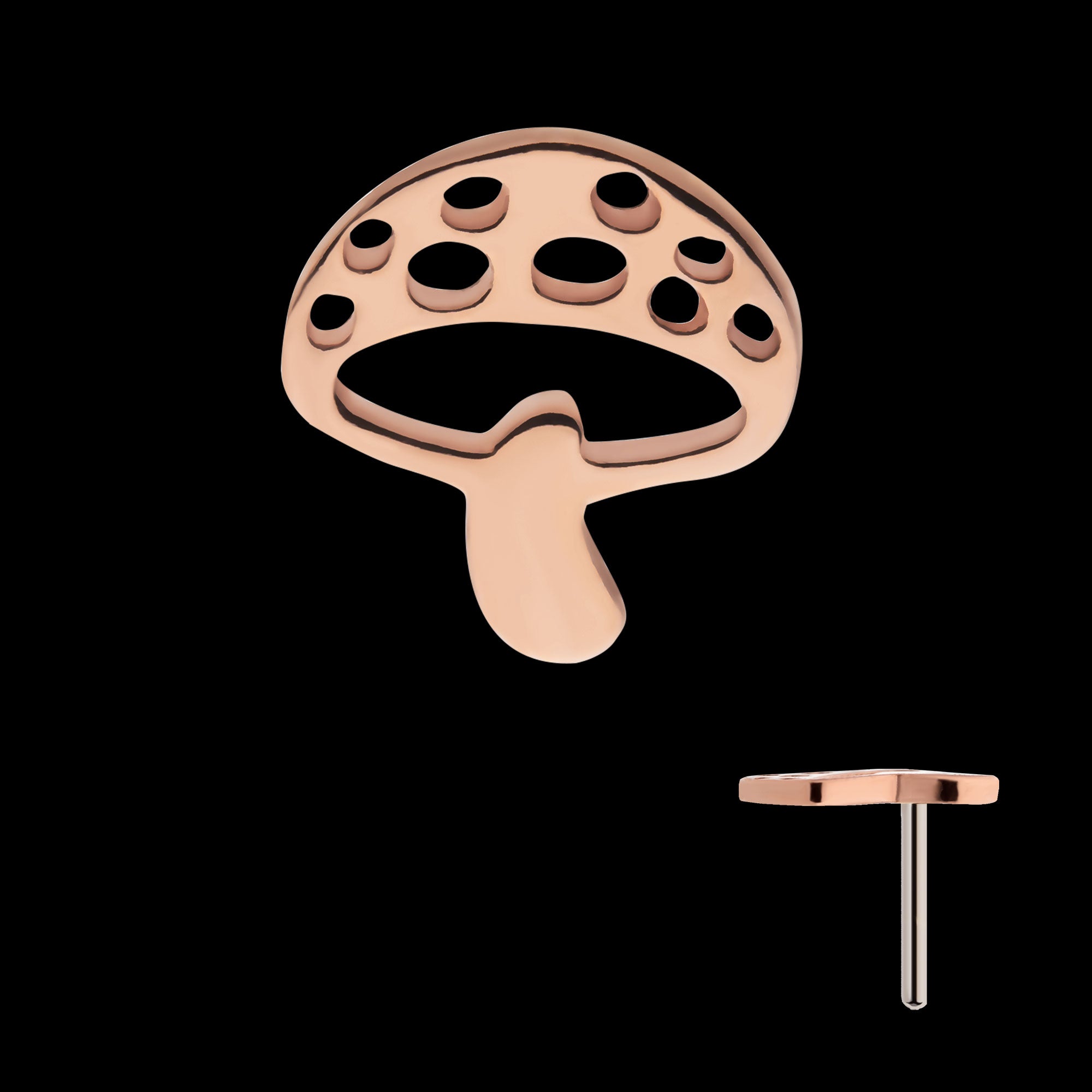 14Kt Rose Gold with Flat Mushroom Flatback Stud Earring / Nosering