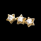 Clear CZ 3-Star Cluster Flatback Stud Earring / Nosering - Clear CZ in 14Kt Yellow Gold