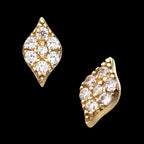 Prong Set Multi-Clear CZ Rhombus Shape Flatback Stud Earring / Nosering - Clear CZ in 14Kt Yellow Gold