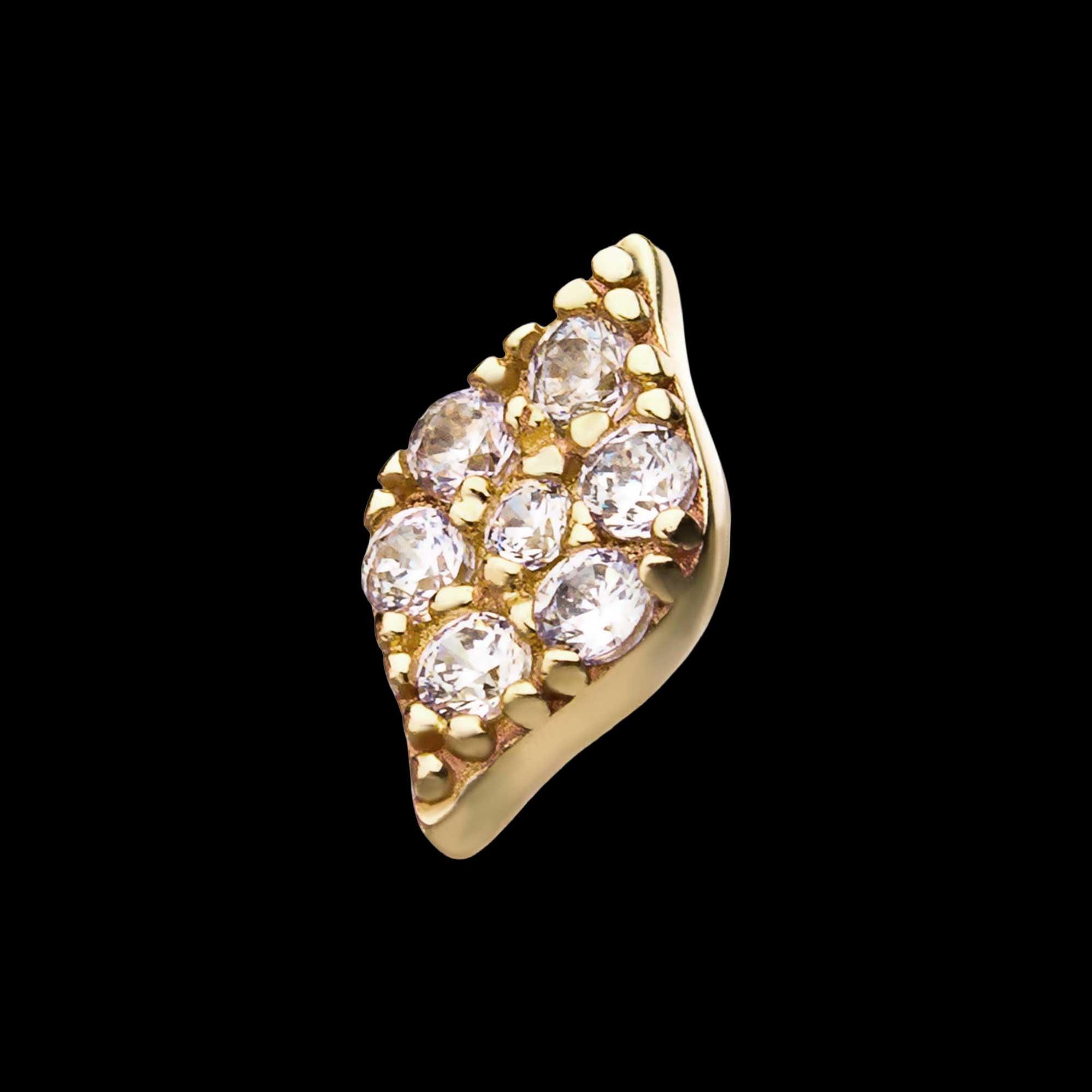 Prong Set Multi-Clear CZ Rhombus Shape Flatback Stud Earring / Nosering - Clear CZ in 14Kt Yellow Gold
