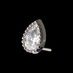 Clear CZ Pear-Shaped Flatback Stud Earring / Nosering - Clear CZ in 14Kt Gold