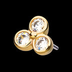 Bezel Round CZ Trinity Flatback Stud Earring / Nosering - CZ in 14Kt Yellow Gold