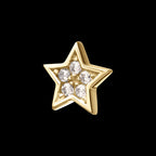 Star with Prong Set Gem Flatback Stud Earring / Nosering - Gem in 14Kt Gold