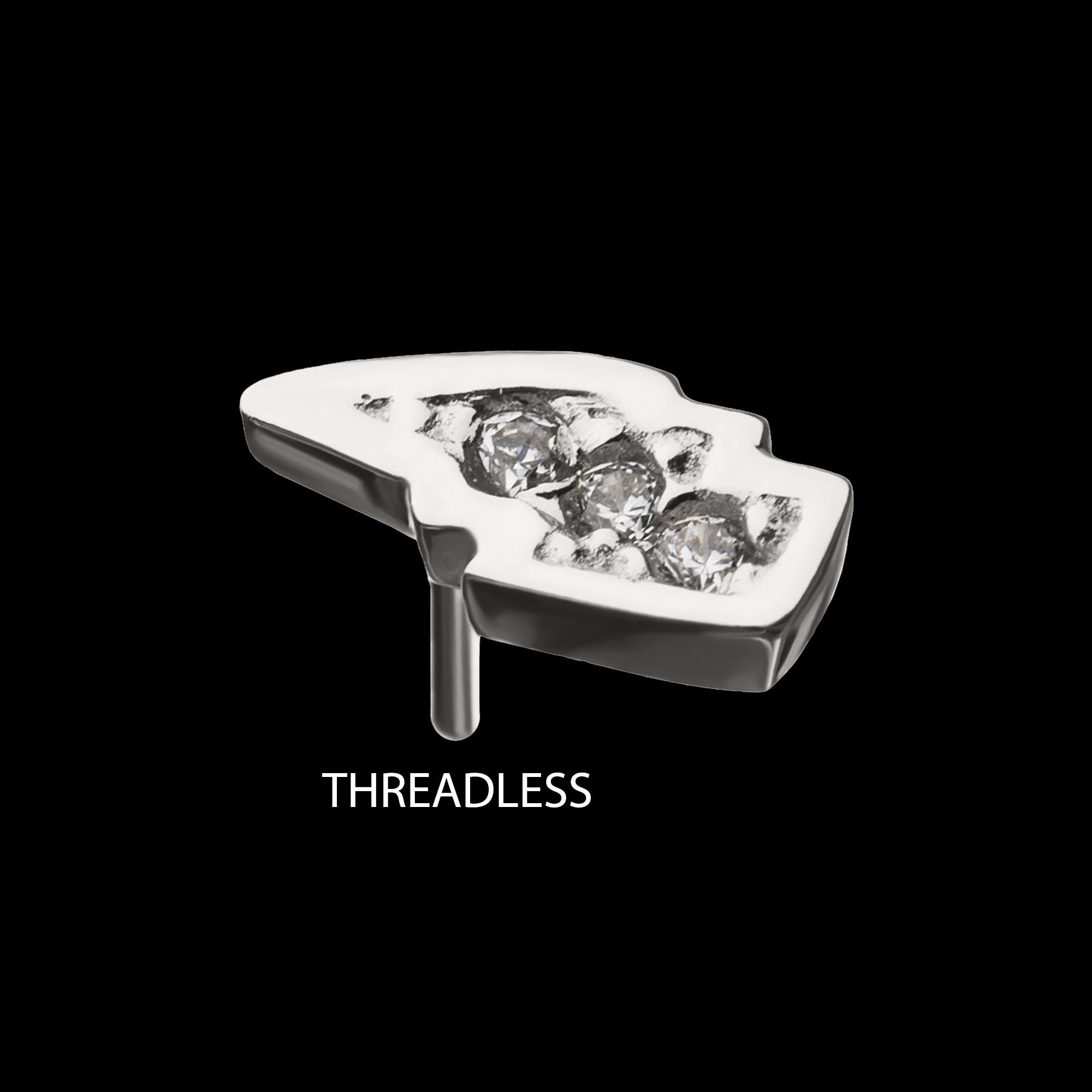 Clear Gem Lightning Bolt Flatback Stud Earring / Nosering - Gem in 14Kt Gold