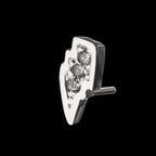 Clear Gem Lightning Bolt Flatback Stud Earring / Nosering - Gem in 14Kt Gold