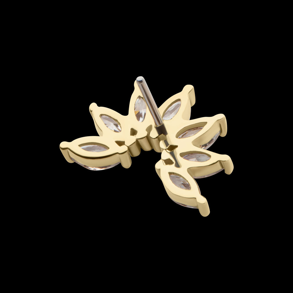 Pronged Marquise CZ Fan Shape Cluster Flatback Stud Earring / Nosering - CZ in 14Kt Yellow Gold