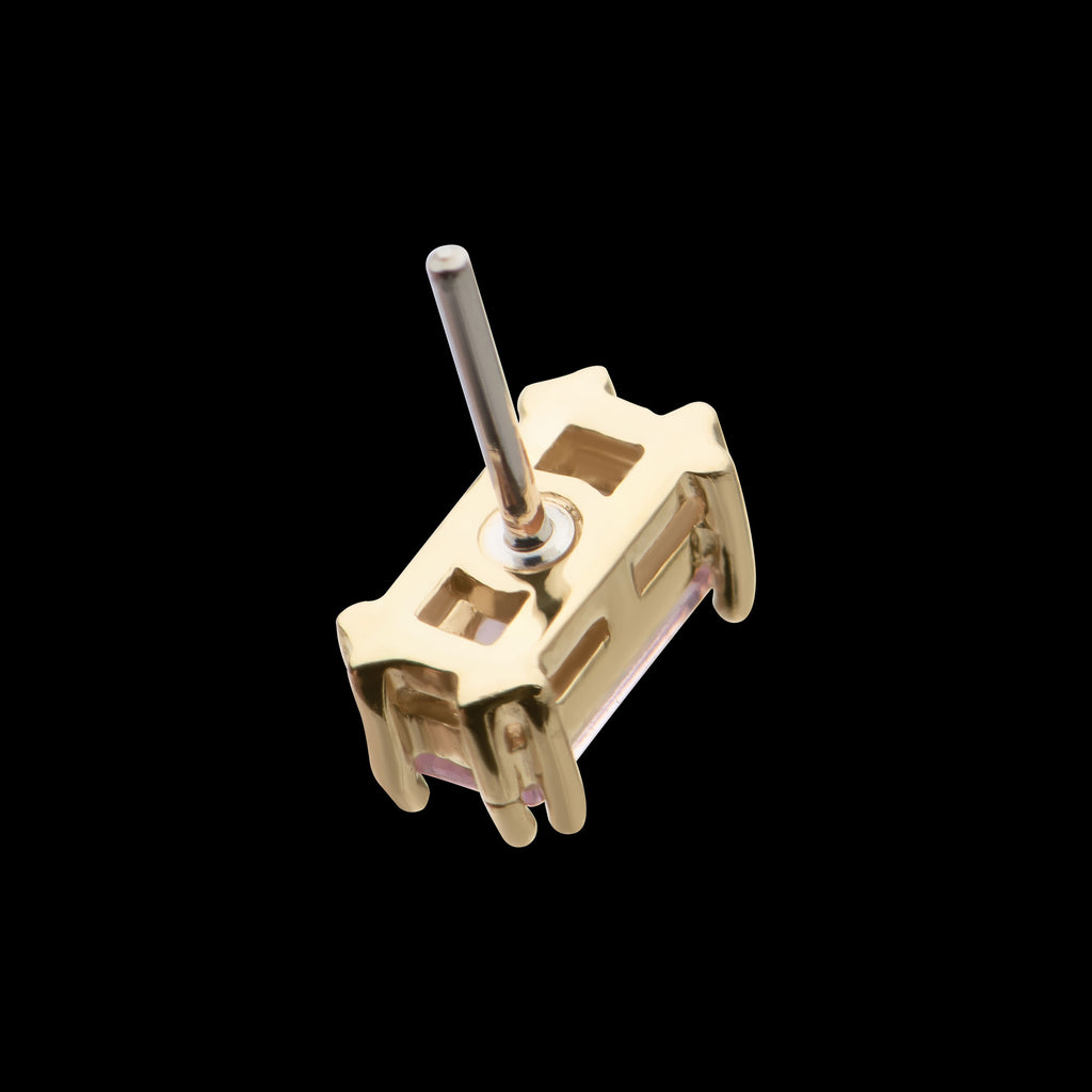 4mm Emerald Cut Prong Set Gem Flatback Stud Earring / Nosering - Gem in 14Kt Gold