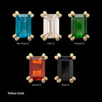 3mm Emerald Cut Prong Set Gem Flatback Stud Earring / Nosering - Gem in 14Kt Gold