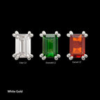 3mm Emerald Cut Prong Set Gem Flatback Stud Earring / Nosering - Gem in 14Kt Gold