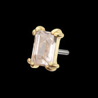 3mm Emerald Cut Prong Set Gem Flatback Stud Earring / Nosering - Gem in 14Kt Gold