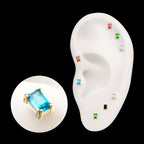 3mm Emerald Cut Prong Set Gem Flatback Stud Earring / Nosering - Gem in 14Kt Gold