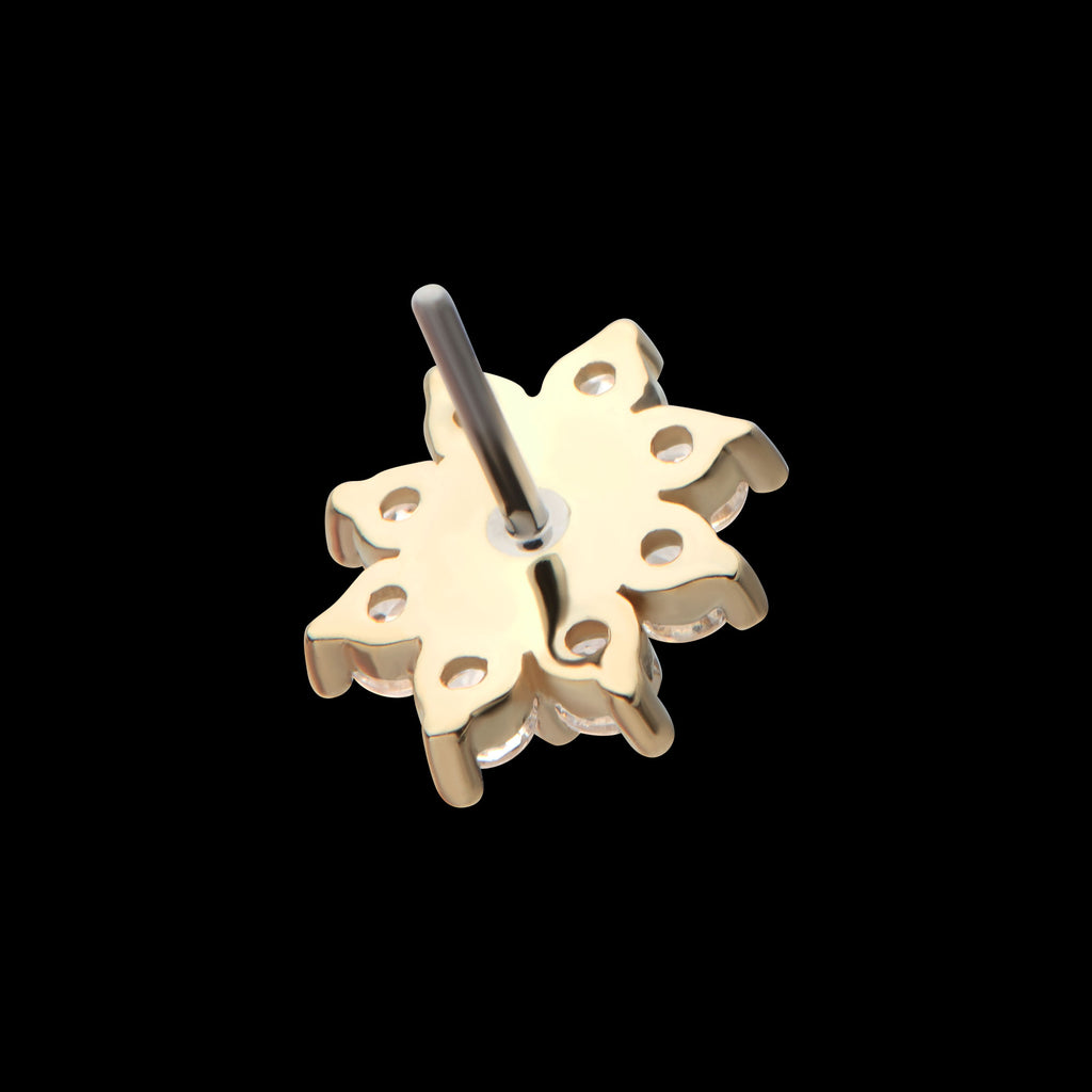 Regalia Oval CZ Gem Flower Flatback Stud Earring / Nosering - CZ in 14Kt Yellow Gold