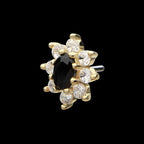 Regalia Oval CZ Gem Flower Flatback Stud Earring / Nosering - CZ in 14Kt Yellow Gold