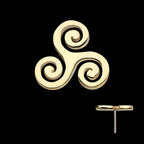 Triskelion Celtic Symbol Flatback Stud Earring / Nosering - 14Kt Yellow Gold