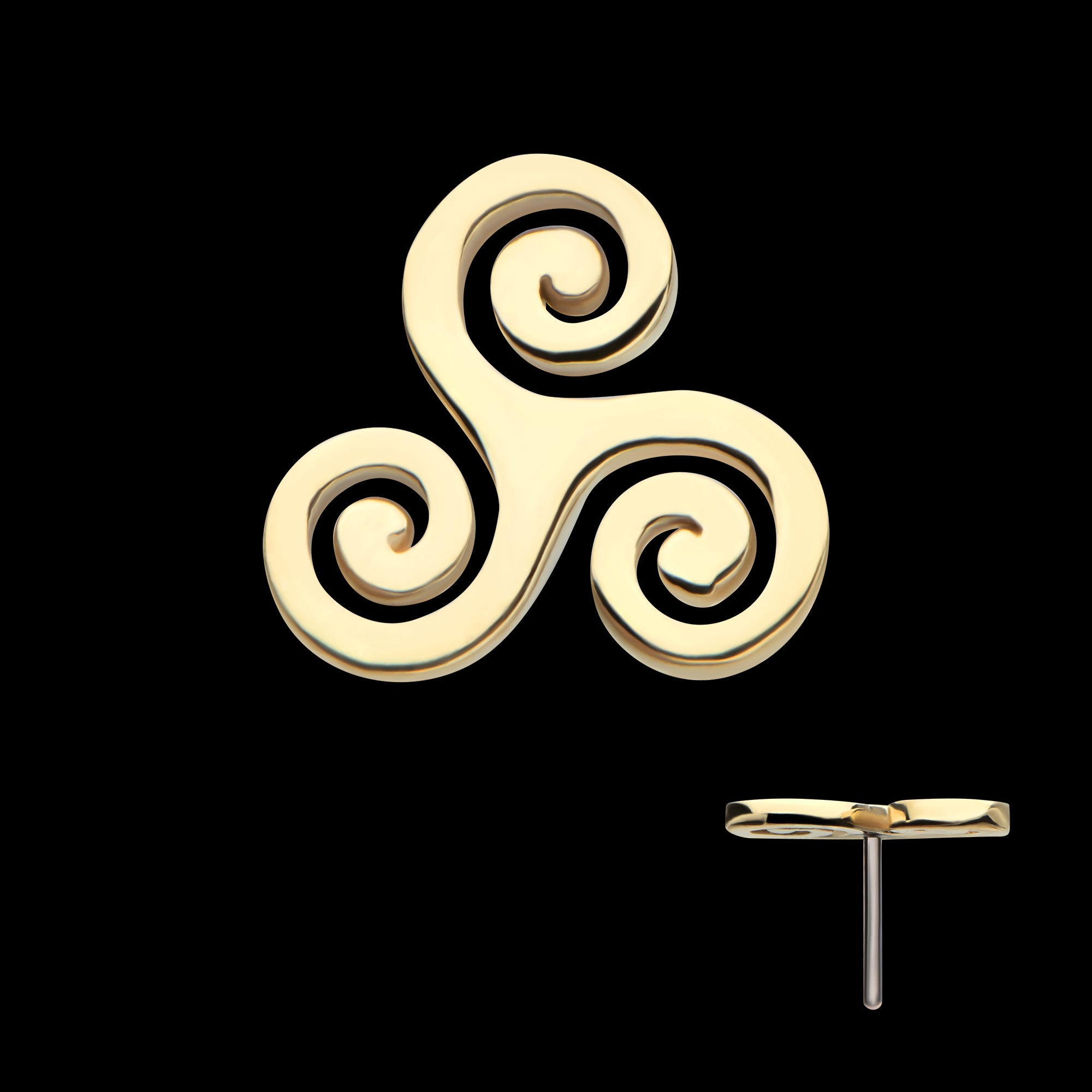 Triskelion Celtic Symbol Flatback Stud Earring / Nosering - 14Kt Yellow Gold