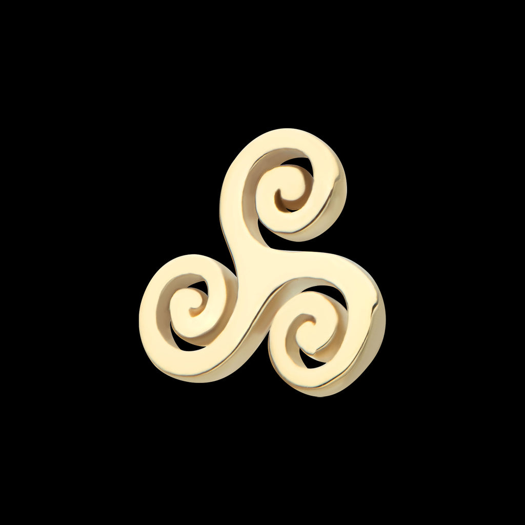 Triskelion Celtic Symbol Flatback Stud Earring / Nosering - 14Kt Yellow Gold