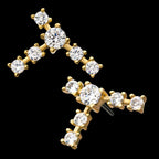 Capricorn Constellation with 4mm Center Clear CZ Gem and Five 3mm Clear CZ Side Gems Flatback Stud Earring / Nosering - Clear CZ in 14Kt Yellow Gold