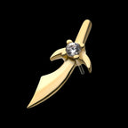 Dagger with 1.5mm Center Accent Clear CZ Gem Flatback Stud Earring / Nosering - Clear CZ in 14Kt Yellow Gold