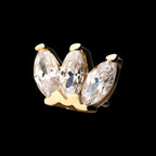 Triple Marquise Cluster s Flatback Stud Earring / Nosering - 14Kt Gold