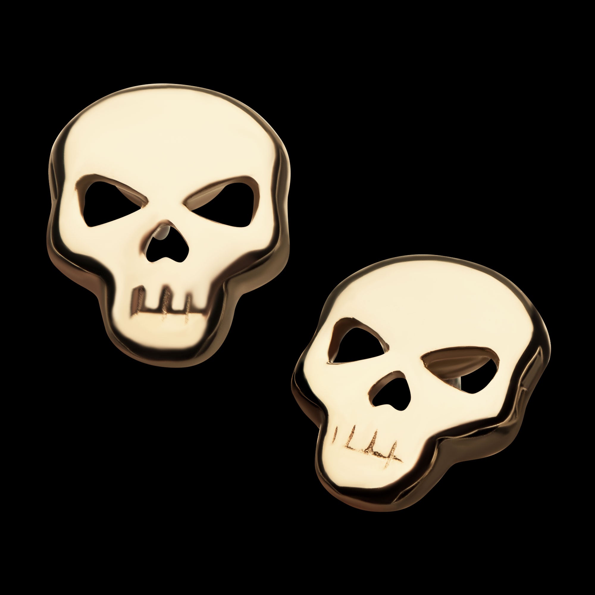 Skull Flatback Stud Earring / Nosering - 14Kt Yellow Gold