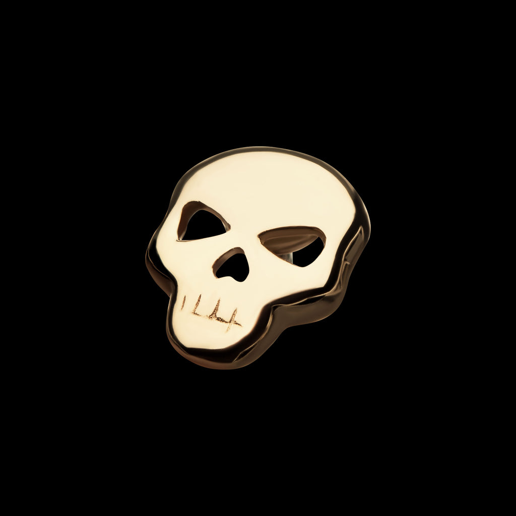 Skull Flatback Stud Earring / Nosering - 14Kt Yellow Gold