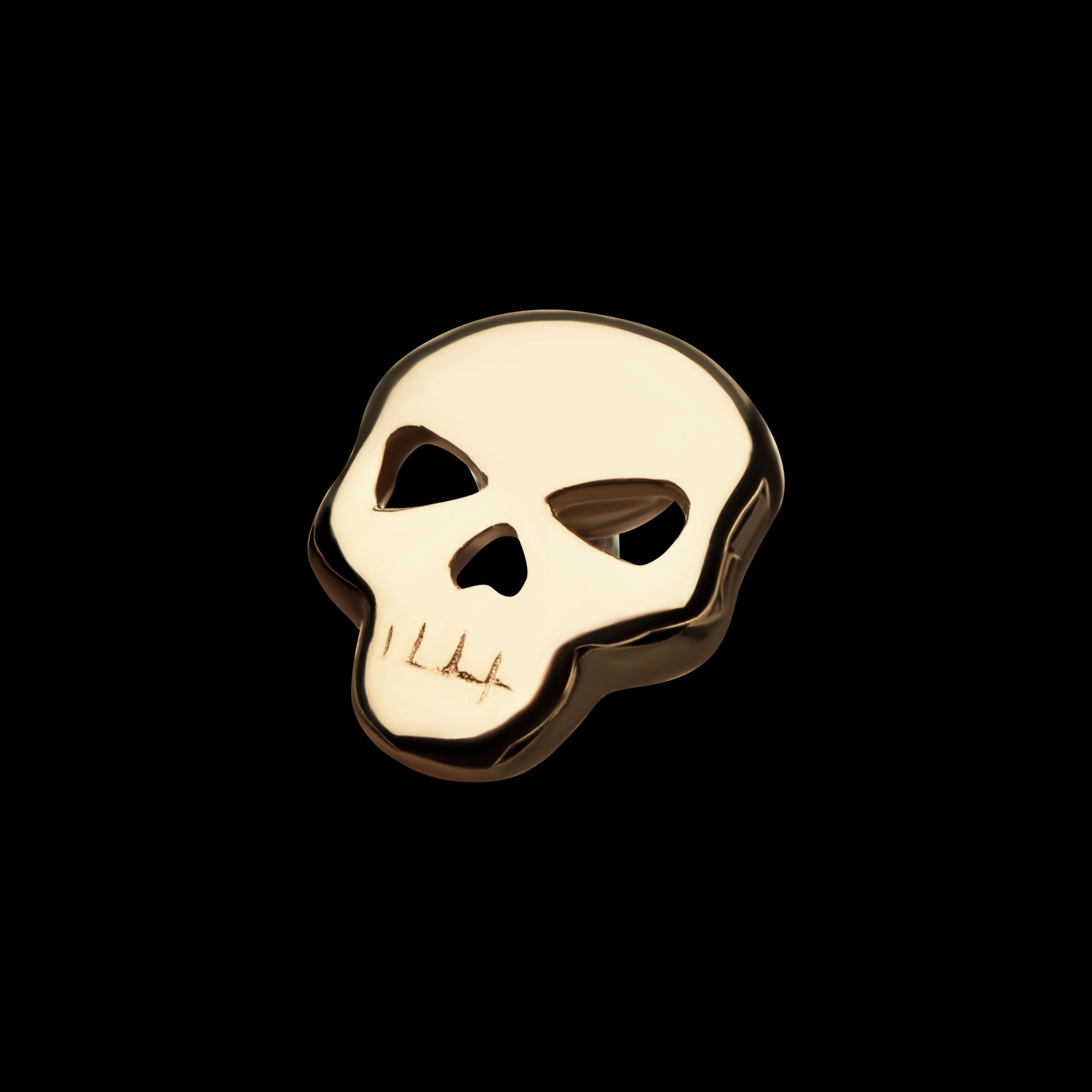Skull Flatback Stud Earring / Nosering - 14Kt Yellow Gold
