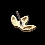 3-Cluster Low Profile Flat Leaf Flatback Stud Earring / Nosering - 14Kt Gold