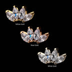 4 Marquise Clear CZ Flatback Stud Earring / Nosering - Clear CZ in 14Kt Gold