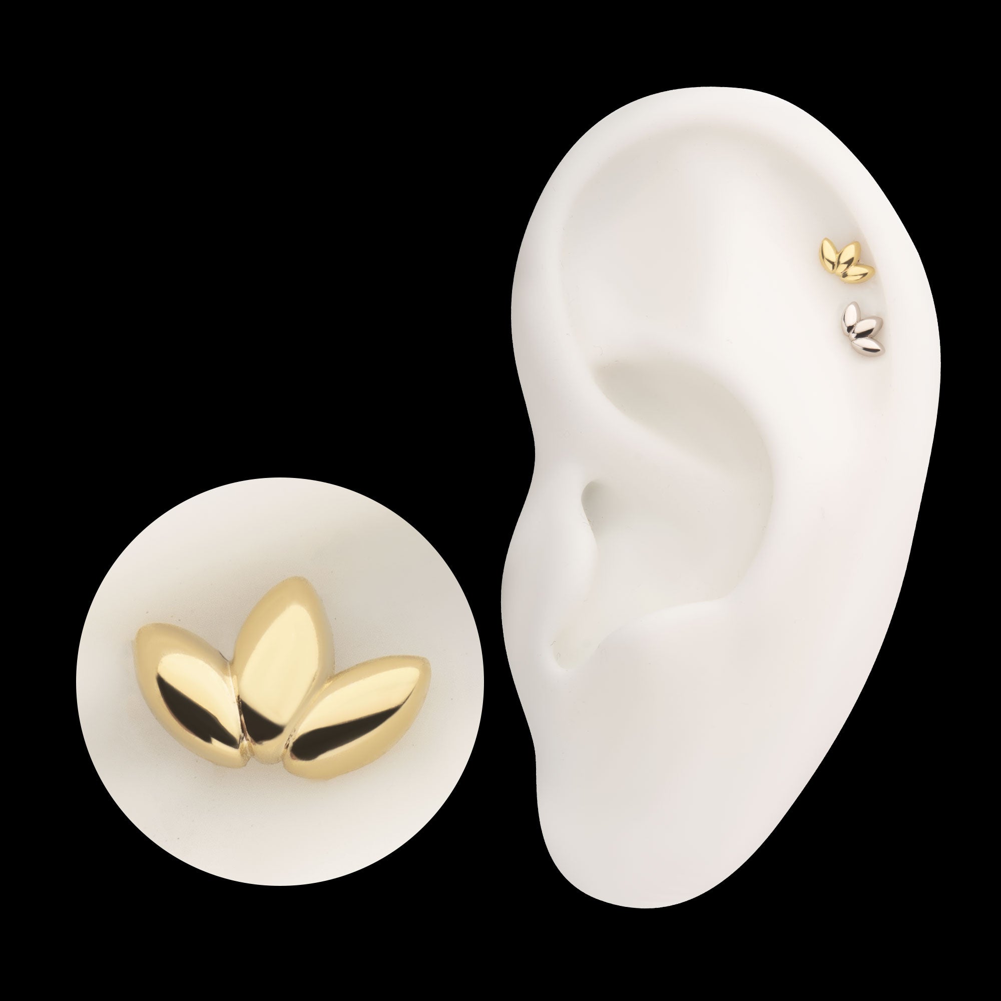 Lotus Flower Flatback Stud Earring / Nosering - 14Kt Gold