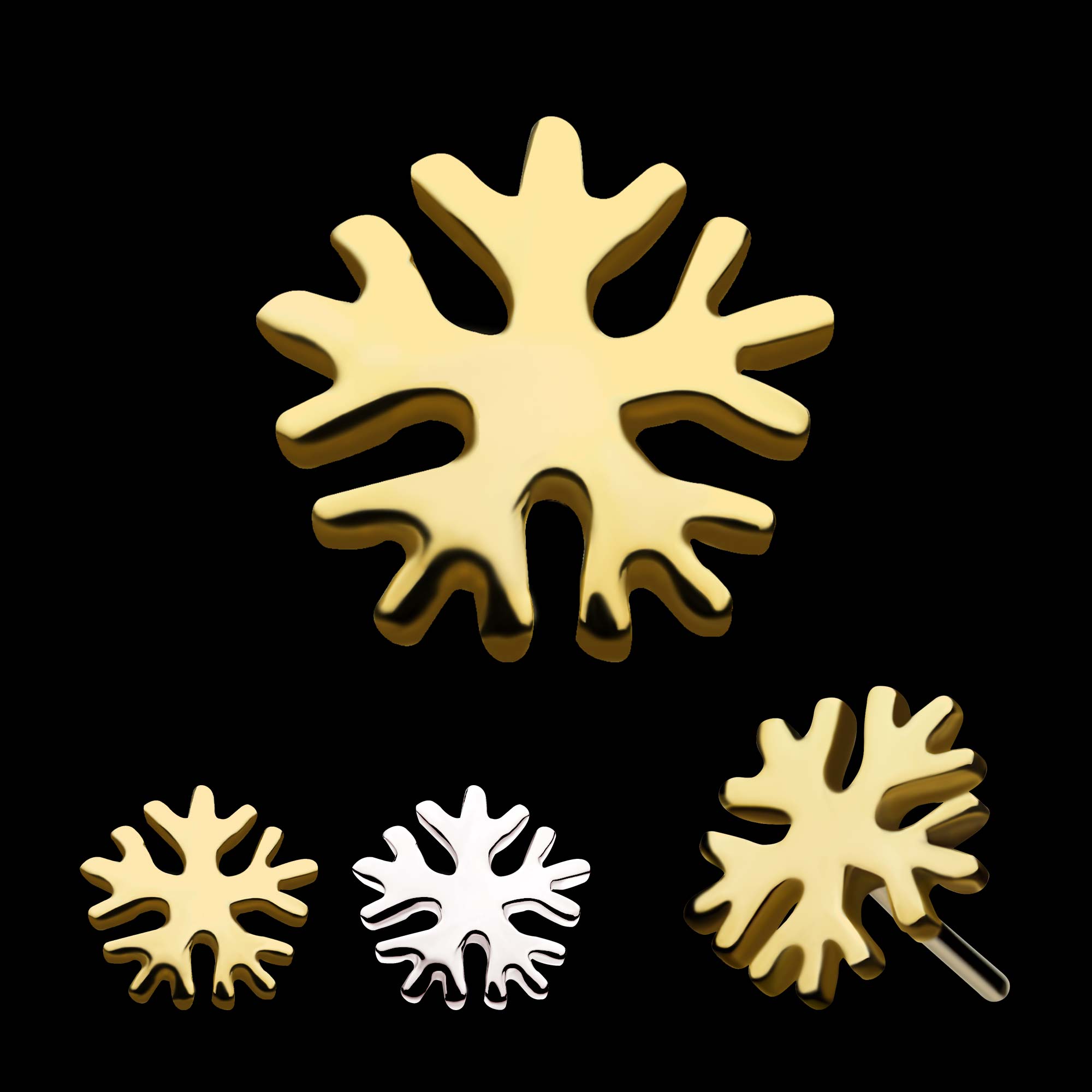 Snowflake Flatback Stud Earring / Nosering - 14Kt Gold