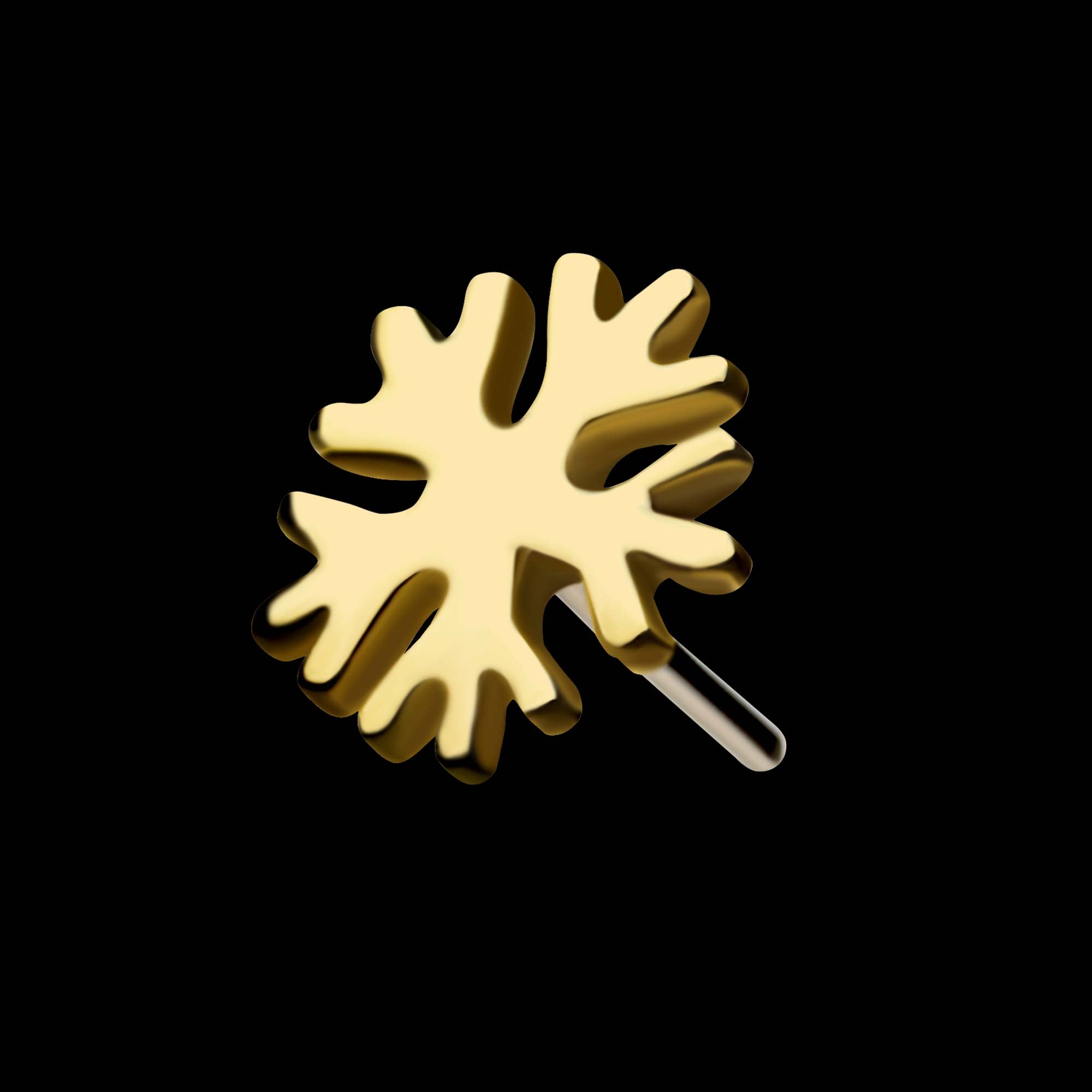 Snowflake Flatback Stud Earring / Nosering - 14Kt Gold