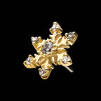 6 3-Prong Set Round Clear CZ Snowflake Flatback Stud Earring / Nosering - Clear CZ in 14Kt Gold