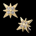 4-Clear Gem 8-Point Star Flatback Stud Earring / Nosering - Gem in 14Kt Yellow Gold