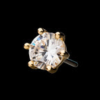 Prong Set Clear Gem Flatback Stud Earring / Nosering - Gem in 14Kt Yellow Gold