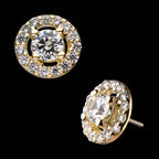 Multi-Prong Set Clear Gem Cut Out Circle Flatback Stud Earring / Nosering - Gem in 14Kt Yellow Gold