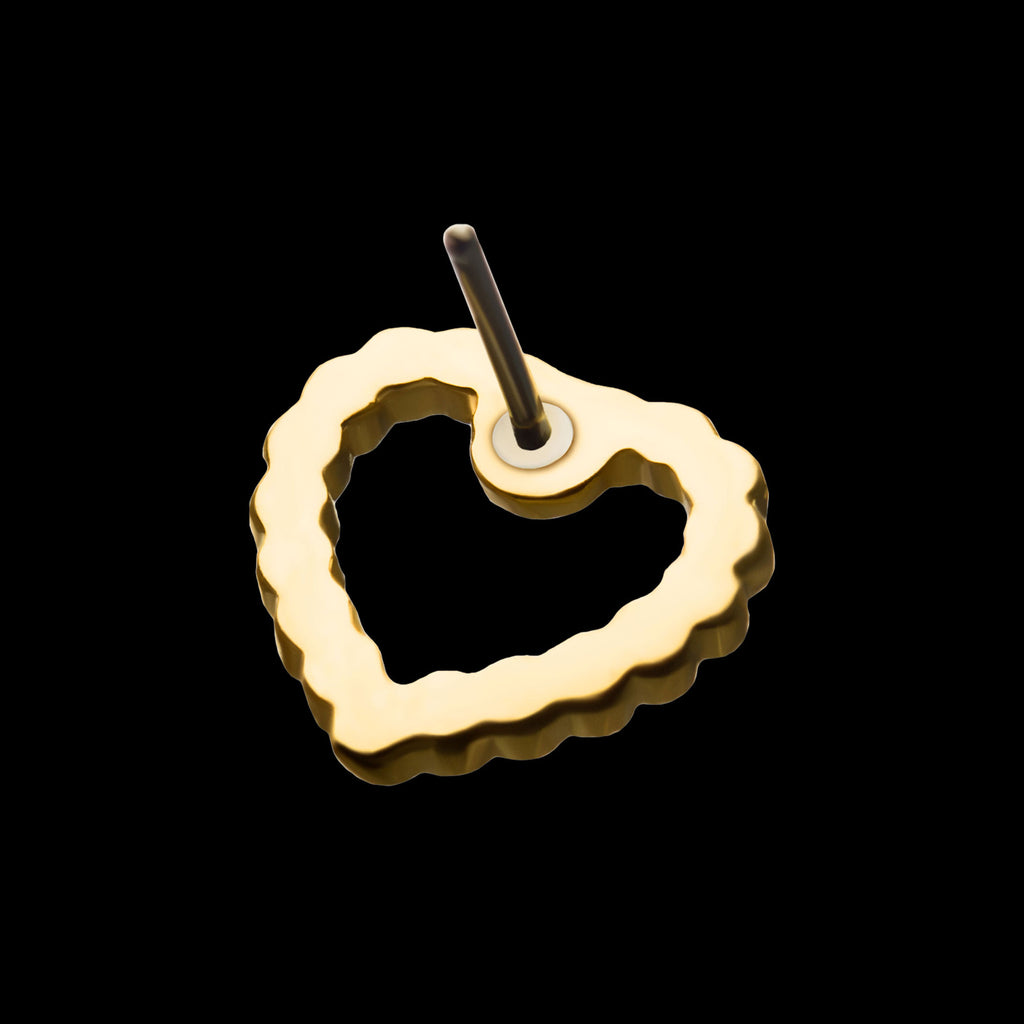 Heart Beads Flatback Stud Earring / Nosering - 14Kt Yellow Gold