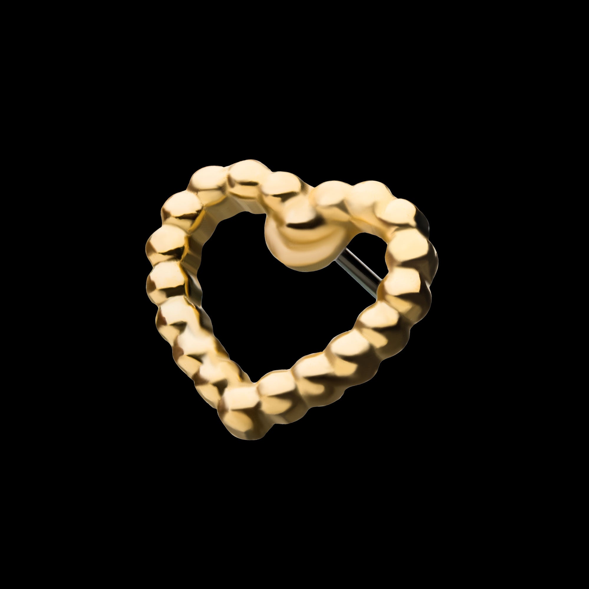 Heart Beads Flatback Stud Earring / Nosering - 14Kt Yellow Gold