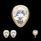 Bezel Set Pear Gem Flatback Stud Earring / Nosering - Gem in 14Kt Gold