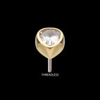 Bezel Set Pear Gem Flatback Stud Earring / Nosering - Gem in 14Kt Gold