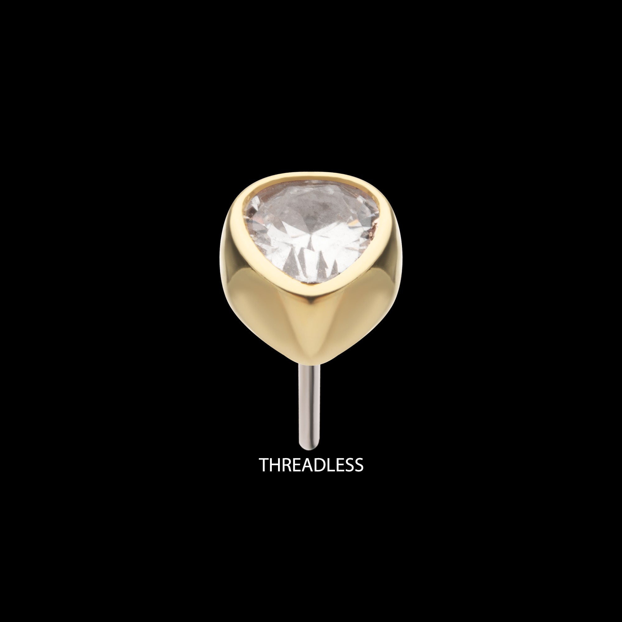 Bezel Set Pear Gem Flatback Stud Earring / Nosering - Gem in 14Kt Gold