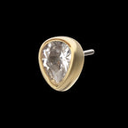 Bezel Set Pear Gem Flatback Stud Earring / Nosering - Gem in 14Kt Gold