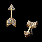 Multi-Clear Gem Arrow Flatback Stud Earring / Nosering - Gem in 14Kt Yellow Gold