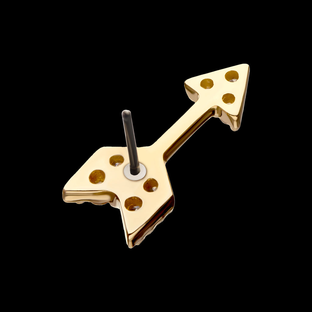 Multi-Clear Gem Arrow Flatback Stud Earring / Nosering - Gem in 14Kt Yellow Gold