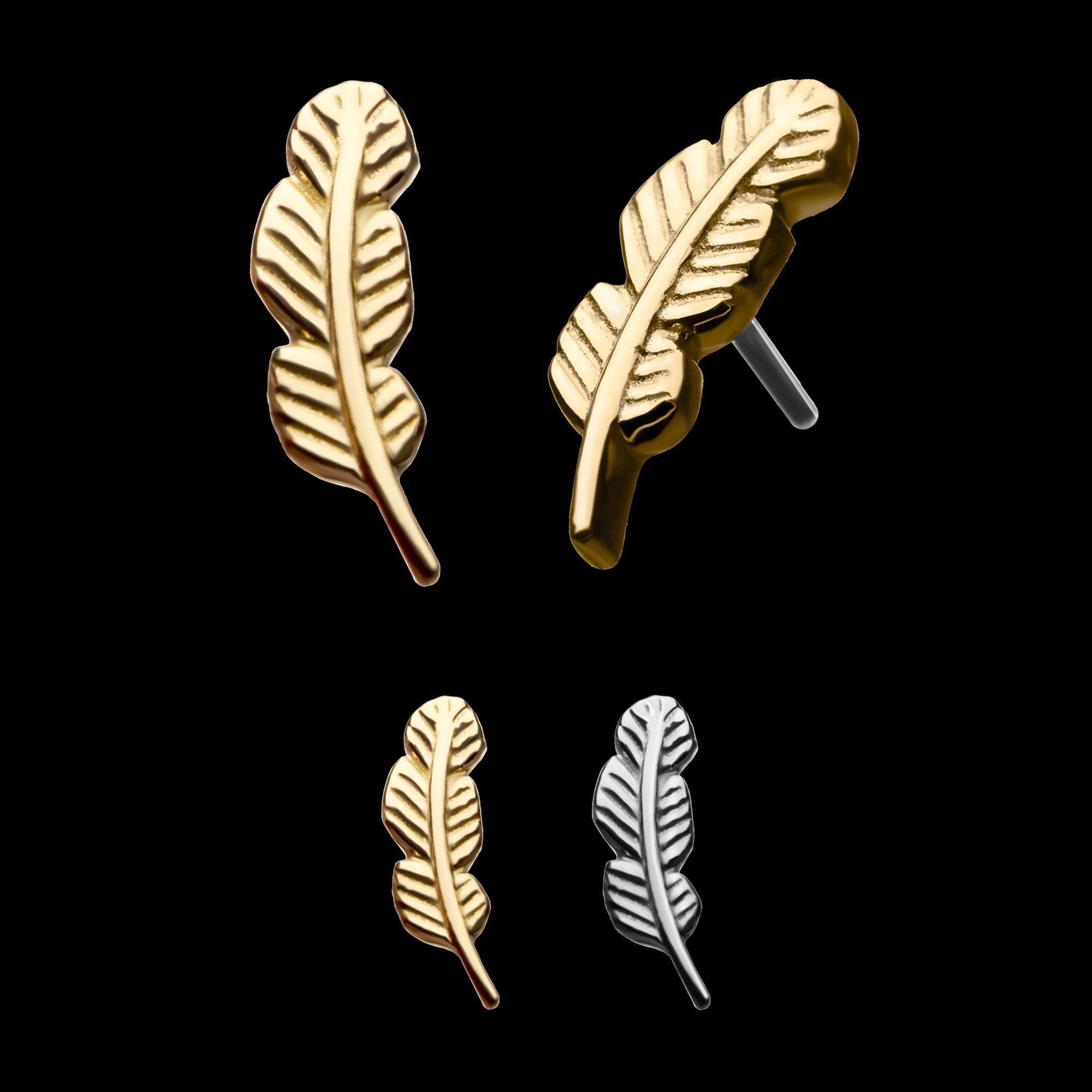 Aria Leaf Flatback Stud Earring / Nosering - 14Kt Gold