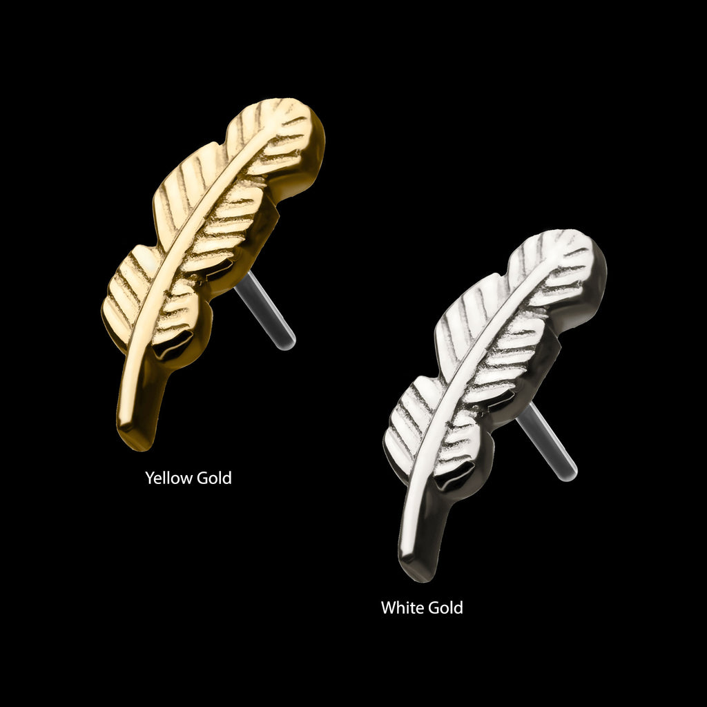 Aria Leaf Flatback Stud Earring / Nosering - 14Kt Gold