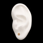 Clear CZ and White Synthetic Opal 6-Point Star Flatback Stud Earring / Nosering - Synthetic Opal & Clear CZ & Opal in 14Kt Yellow Gold
