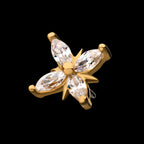 Prong Set 4-Clear CZ Cross Flatback Stud Earring / Nosering - Clear CZ in 14Kt Yellow Gold