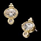 Big & Small Clear Gem & Tri-bead Flatback Stud Earring / Nosering - Gem in 14Kt Yellow Gold