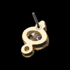 Big & Small Clear Gem & Tri-bead Flatback Stud Earring / Nosering - Gem in 14Kt Yellow Gold