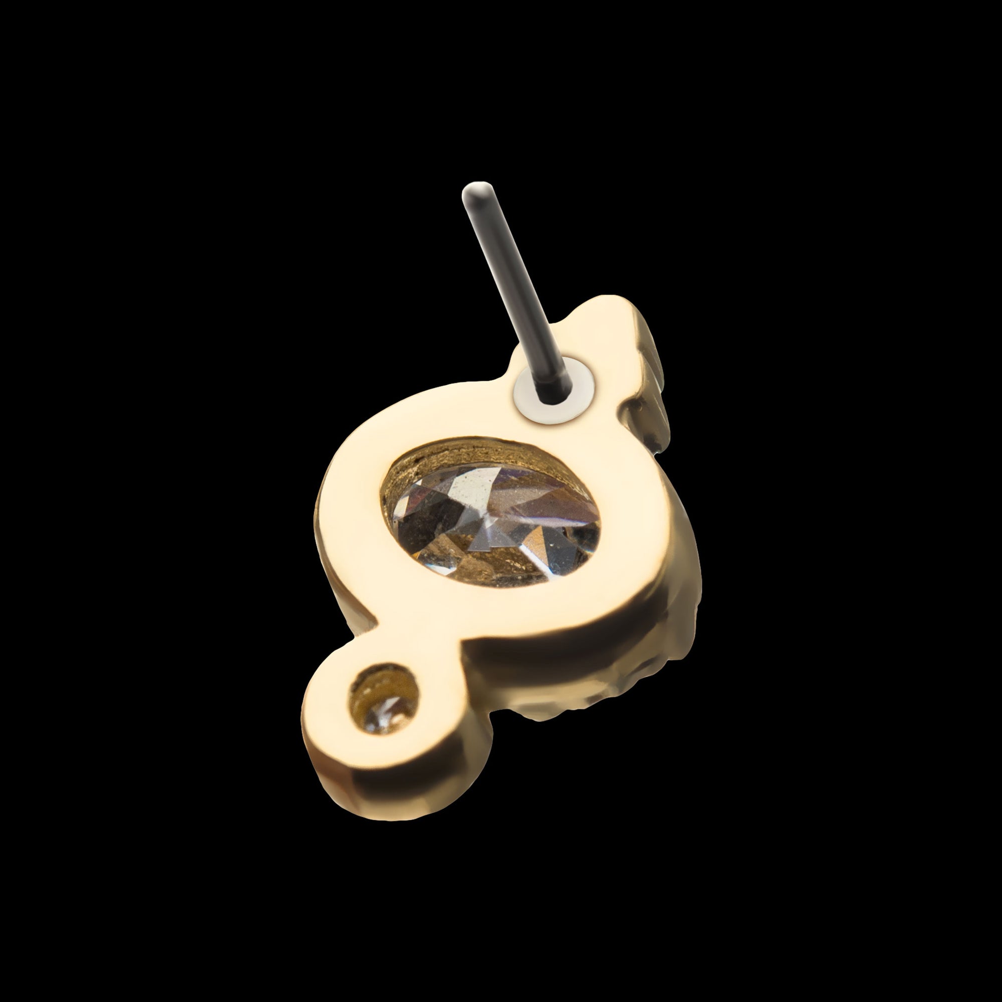 Big & Small Clear Gem & Tri-bead Flatback Stud Earring / Nosering - Gem in 14Kt Yellow Gold